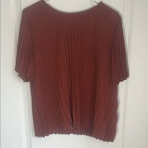 Express Rust Pleated Short Sleeve Work/Career Blouse Sz M